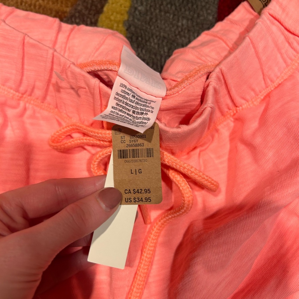 NWT Victoria’s Secret PINK Bright Coral Pink Thin Lightweight Jogger Pants Large - Picture 3 of 6